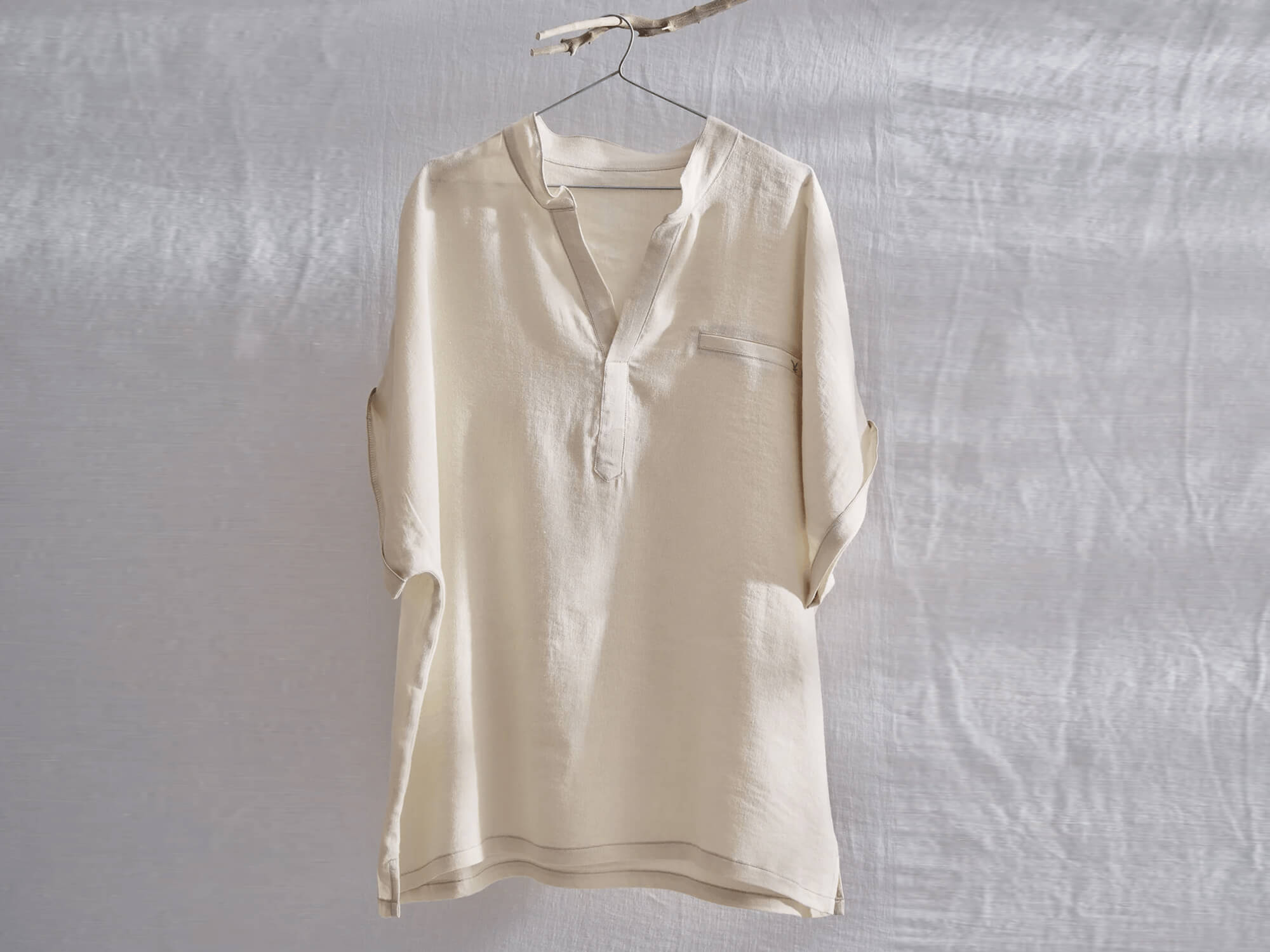 Мужская рубашка JUAN SHIRT SLEEVE TOP Бежевый -0